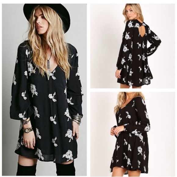 Free People Dresses & Skirts - Free People Floral Black Dress